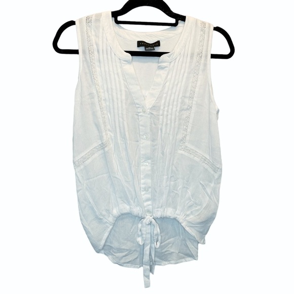 Sanctuary Savannah Shell Sleeveless Top White Button & Tie Front XS New - Picture 2 of 6